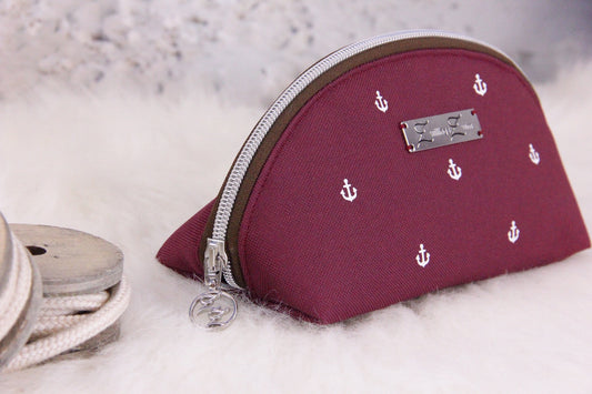 Make-up Tasche -Anker Weiß/Bordeaux/Braun-