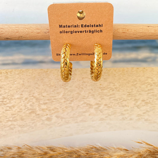 Ohrhänger Edelstahl -Geflochten Gold Creolen-