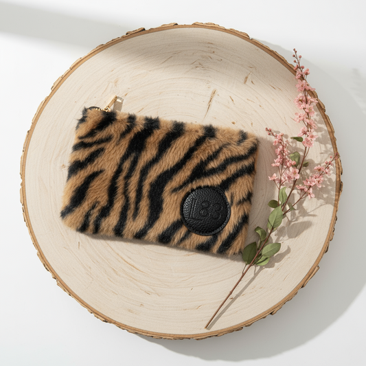 Täschchen Fell -Zebra Braun-