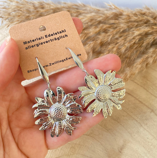 Ohrhänger Edelstahl -Silber Sunflower-