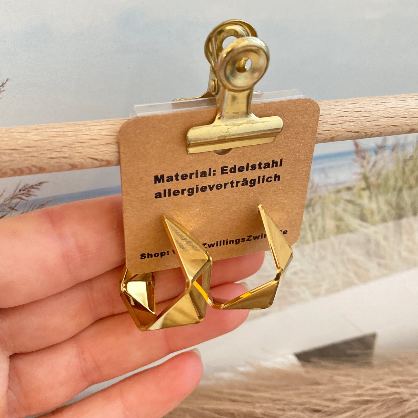 Ohrhänger Edelstahl -Origami Gold-