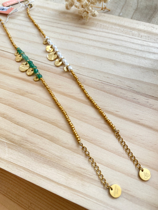 Armband -Perlen Perlmutt & Coins-