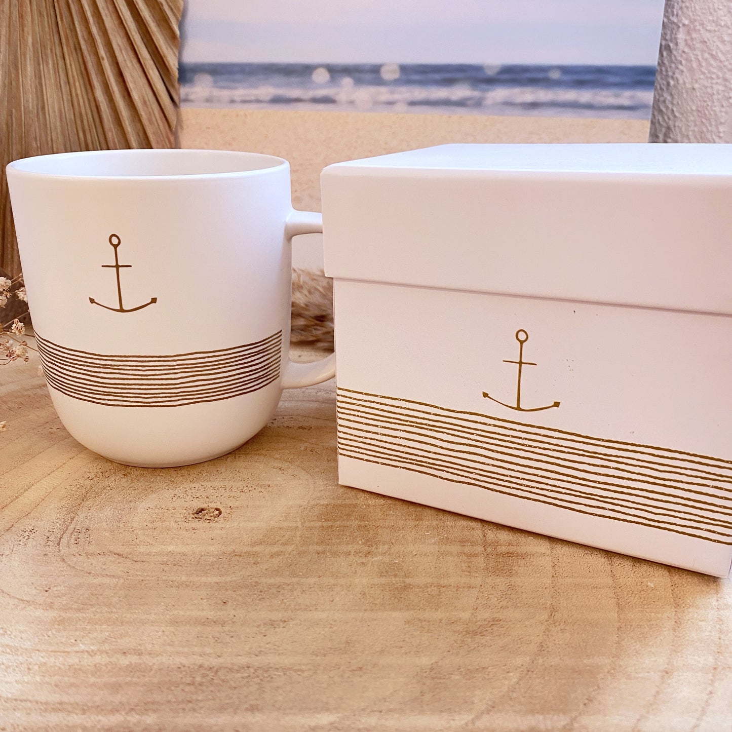 Tasse 0,4 l -Anker gold/weiß-