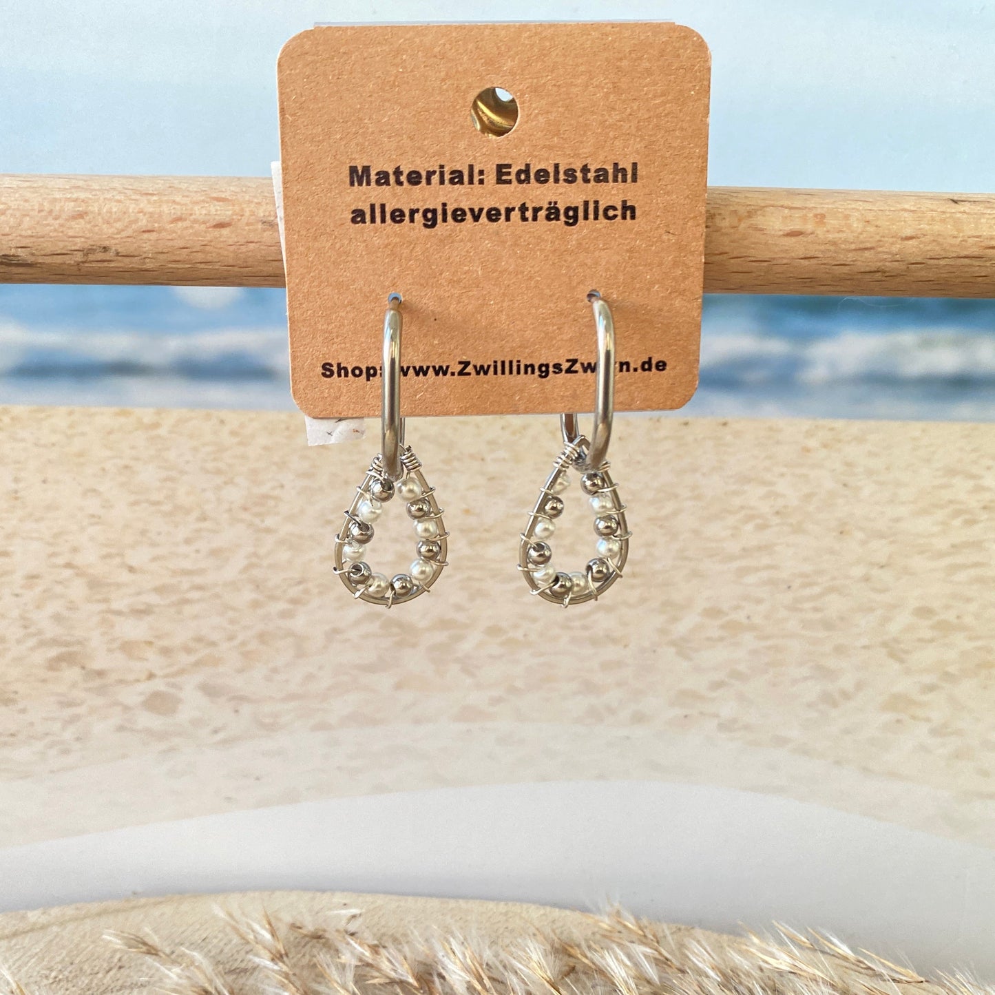 Ohrhänger Edelstahl -Tropfen Oval Silber-