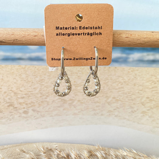 Ohrhänger Edelstahl -Tropfen Oval Silber-
