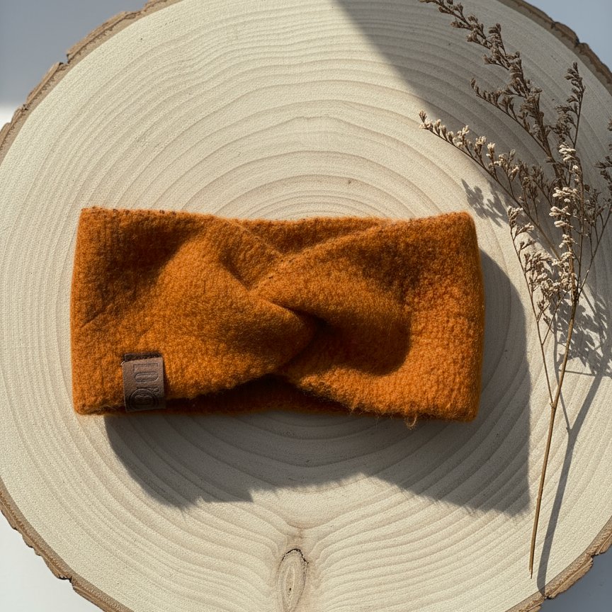 Stirnband Uni -Rostbraun-