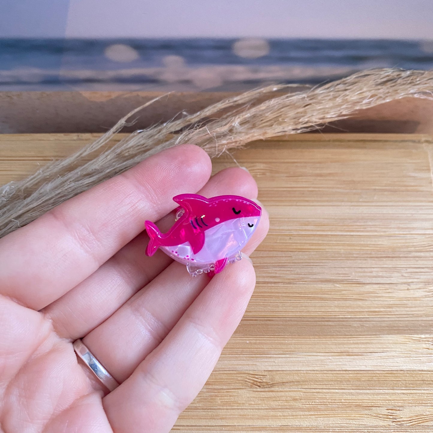 Haarklammer klein -Haifisch Pink-