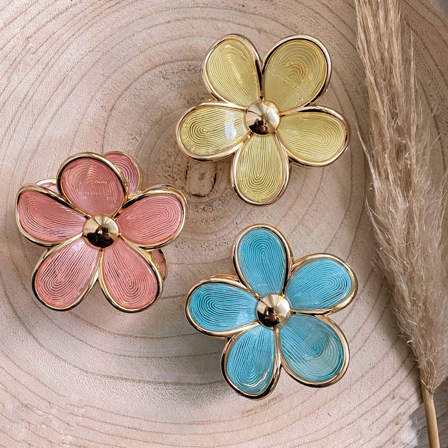 Haarklammer Flower -Pastell/Gold-