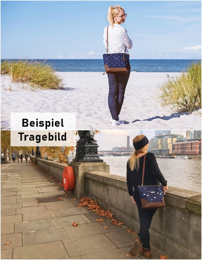 Schultertasche 1 *Anker* Kupfer/Bordeaux/Kork Braun Bronze