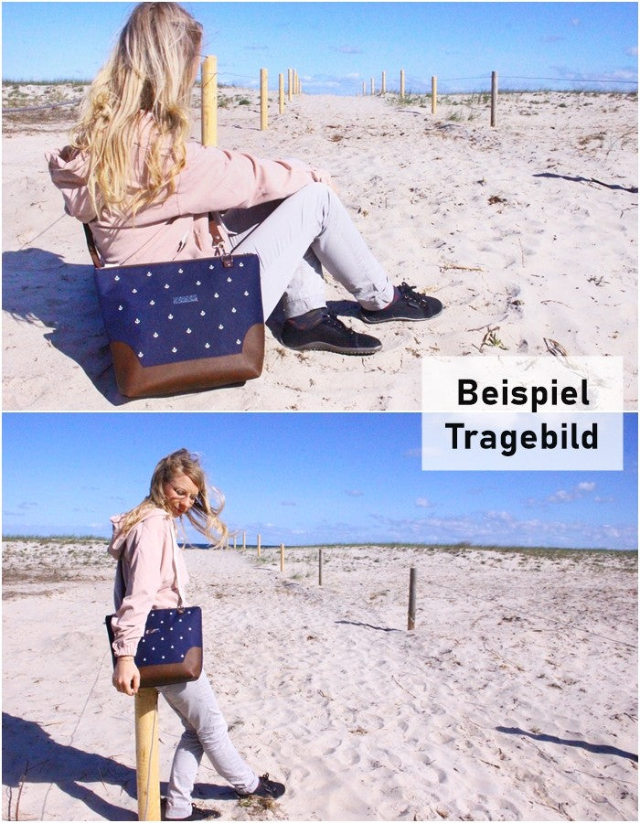Schultertasche 1 *Anker* Kupfer/Bordeaux/Kork Braun Bronze