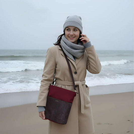 Umhängetasche Sperling Classic *Bordeaux/Kork Braun*