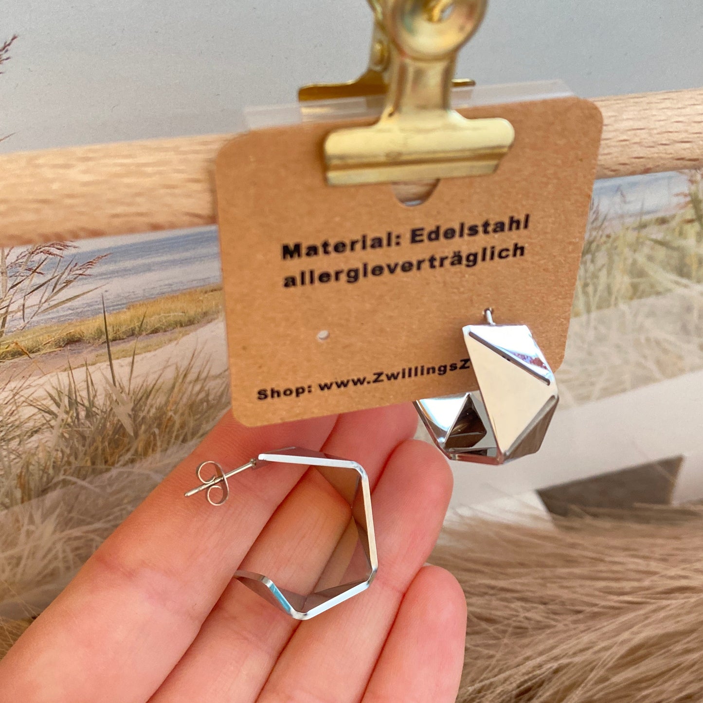 Ohrhänger Edelstahl -Origami Silber-