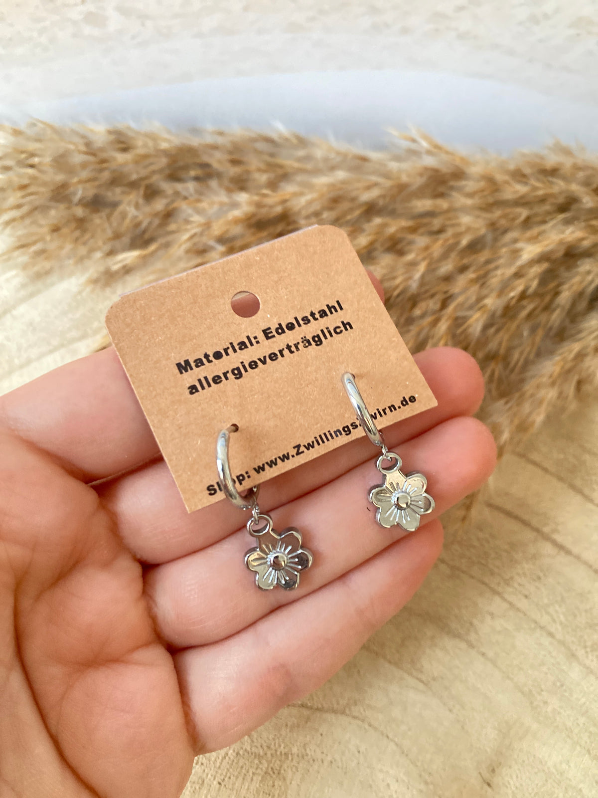Ohrhänger Edelstahl -Mini Flower Silber-