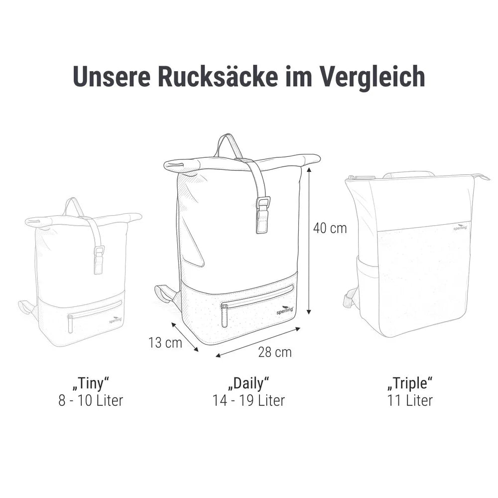 Rucksack Sperling Rolltop Daily *Bordeaux/Kork Hellbraun* gepolstert