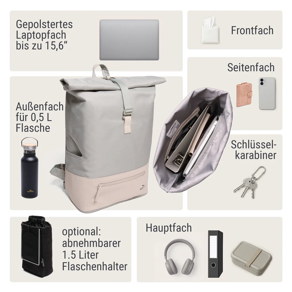 Rucksack Sperling Rolltop Daily *Mint/Creme* gepolstert