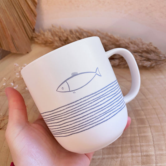Tasse 0,4 l -Fisch blau/creme-