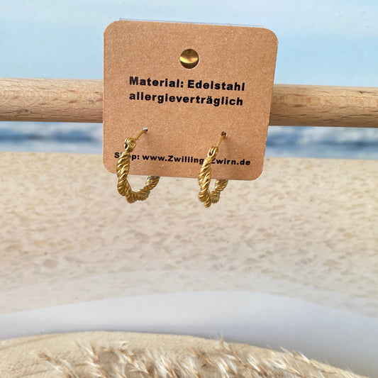 Ohrhänger Edelstahl -Gold Twist Creolen-