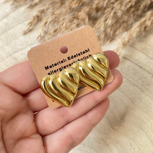 Ohrhänger Edelstahl -Wellen Herzen Gold-