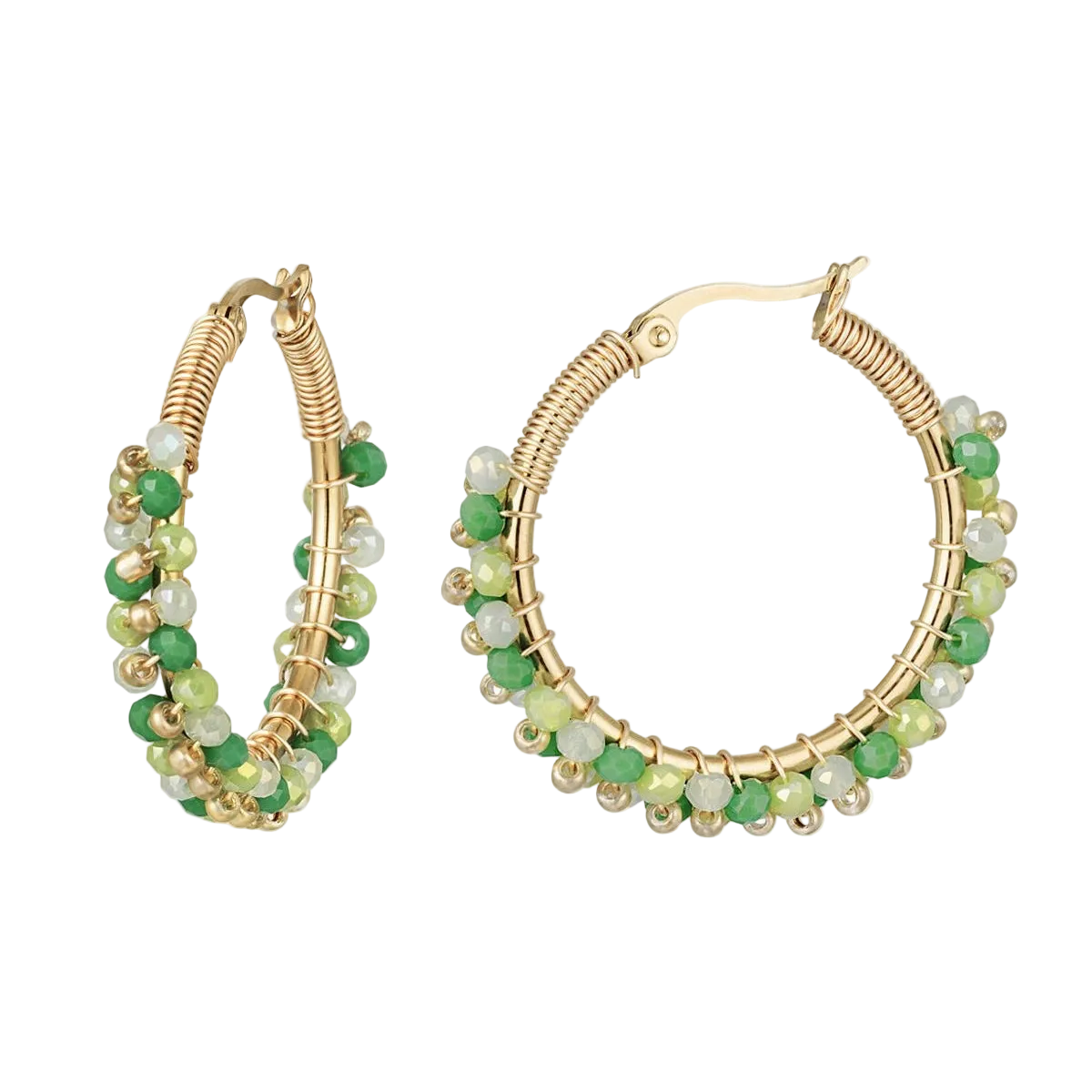 Ohrhänger Edelstahl -Creolen Beads Grün-