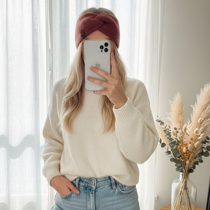 Stirnband Uni -Altrosa-