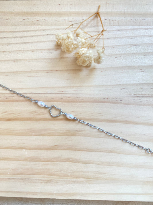Herz mit Perlen Silber