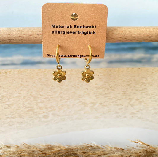 Ohrhänger Edelstahl -Mini Flower Gold-