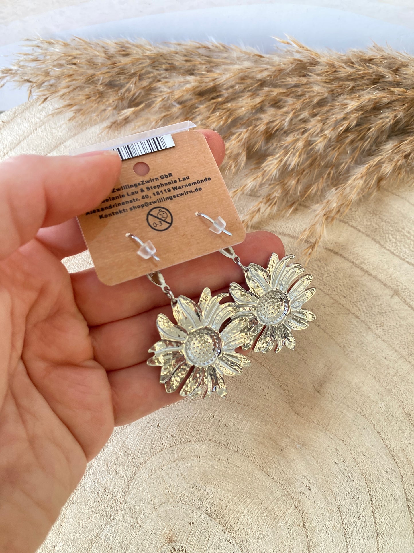 Ohrhänger Edelstahl -Silber Sunflower-