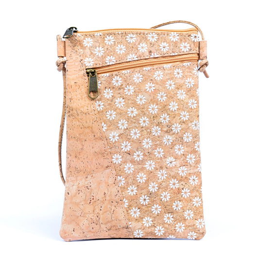 Handytasche Kork -Blümchen Diagonal-