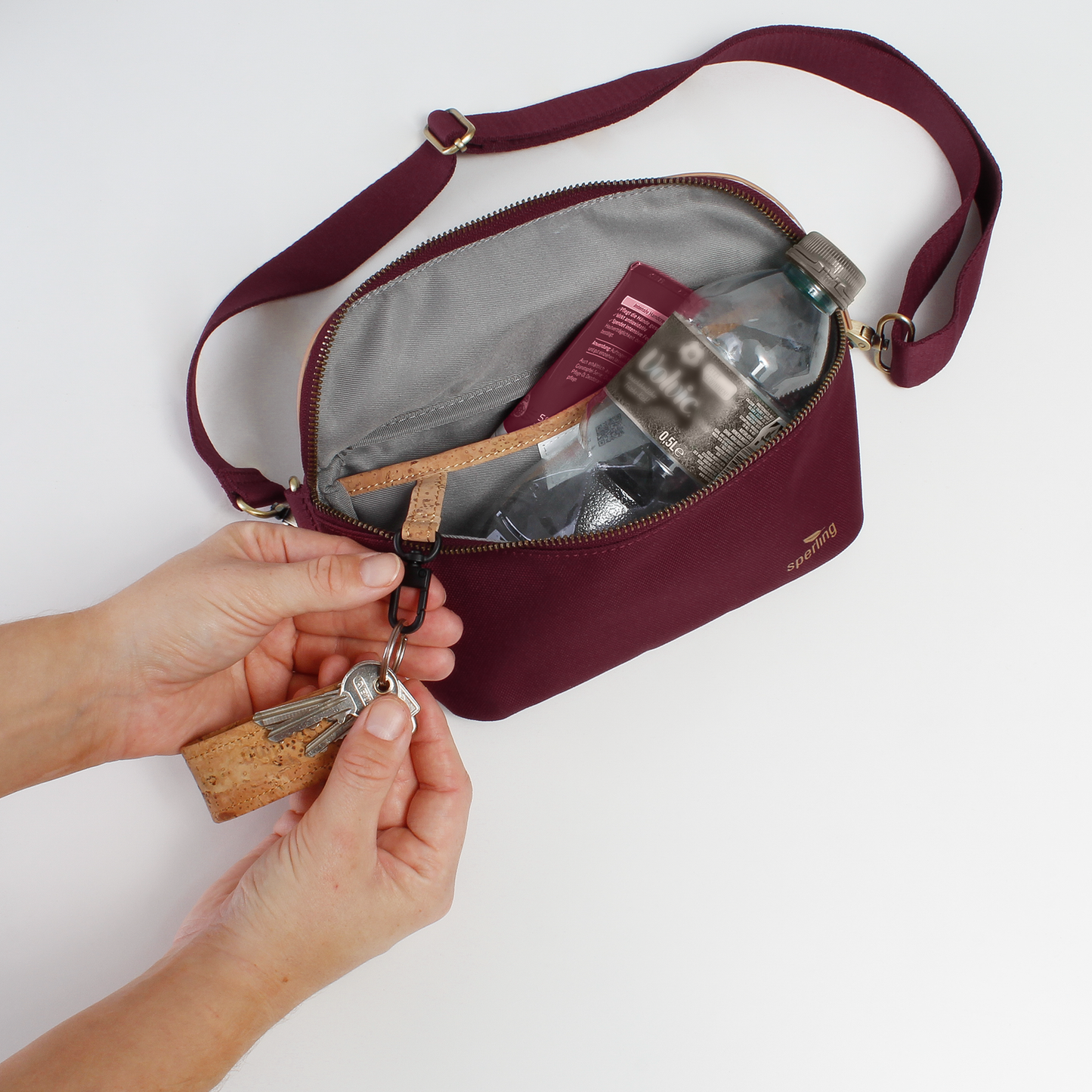 Bauchtasche Sperling Casual *Bordeaux/Kork Hellbraun*
