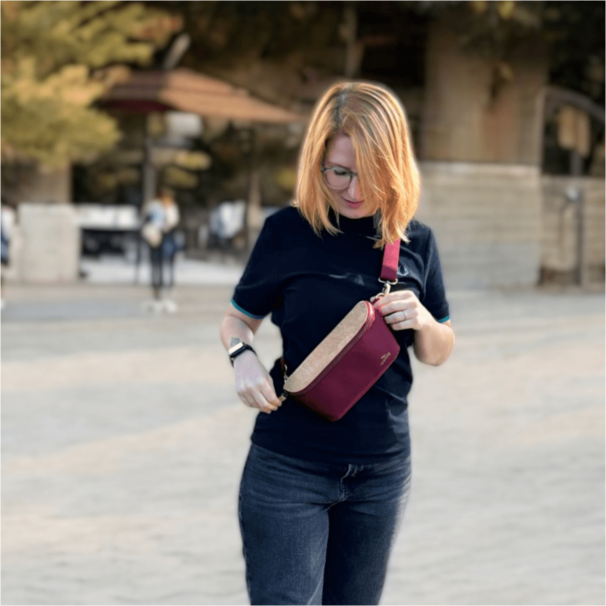 Bauchtasche Sperling Casual *Bordeaux/Kork Hellbraun*