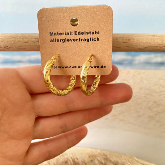 Ohrhänger Edelstahl -Wave Gold Creolen-