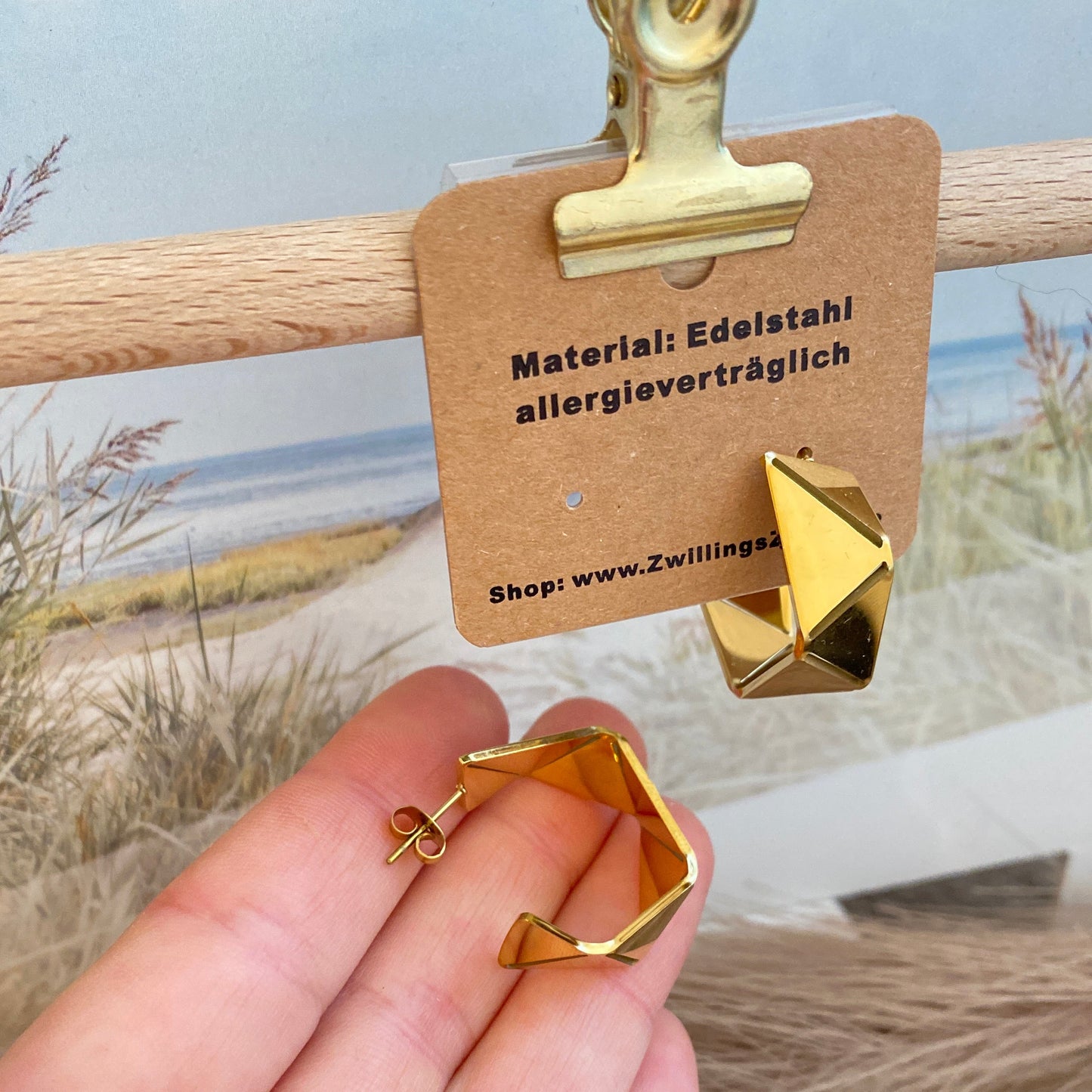 Ohrhänger Edelstahl -Origami Gold-