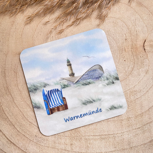Untersetzer -Warnemünde Strandkorb-