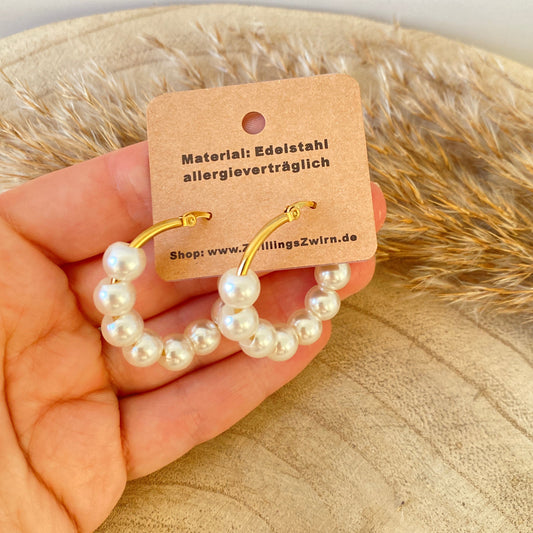 Ohrhänger Edelstahl -Perlmutt Pearls Creolen-