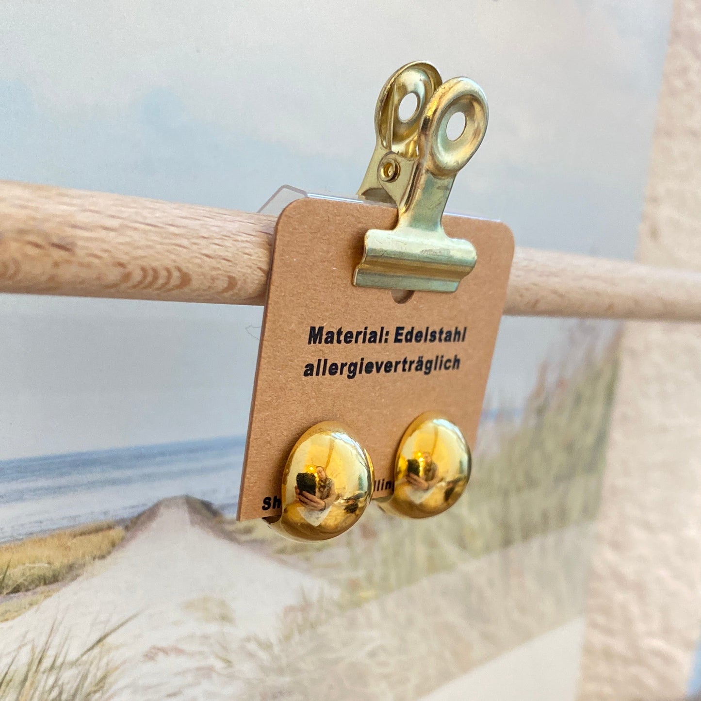 Ohrhänger Edelstahl -Kugel Gold-