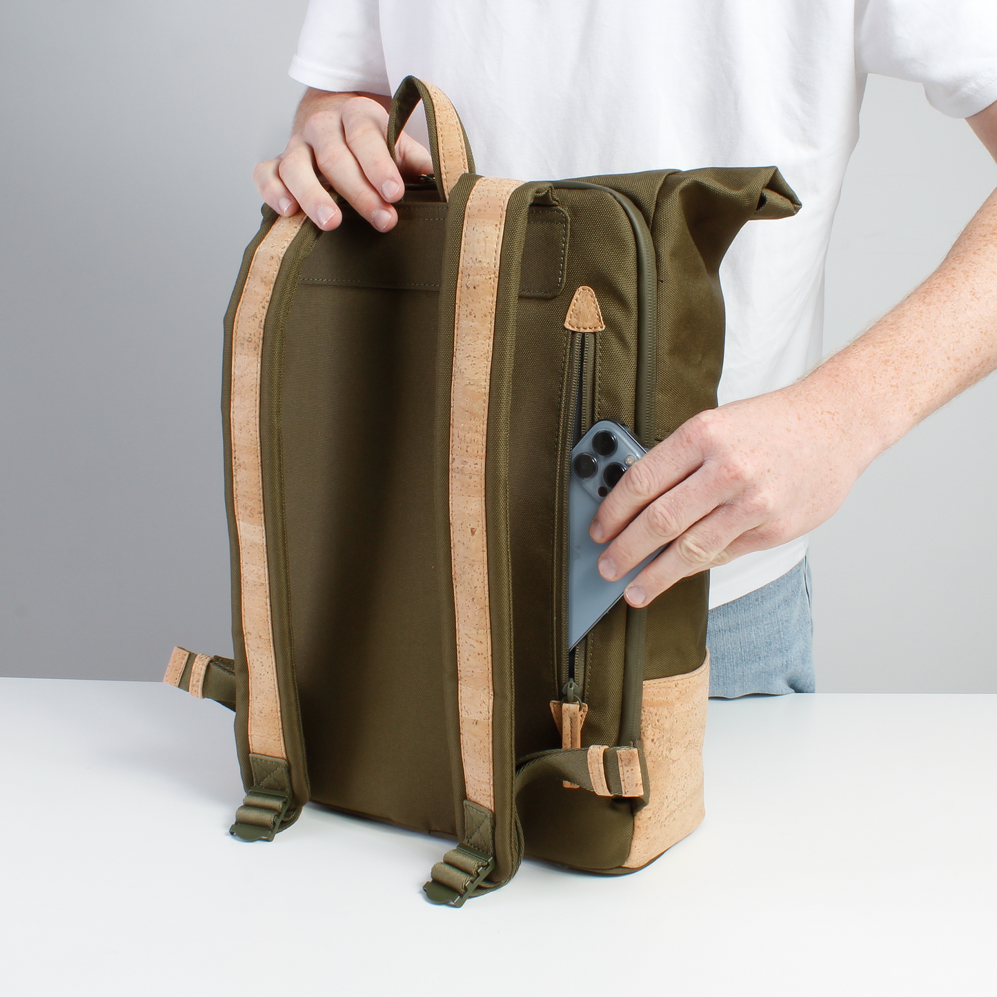 Rucksack Sperling Rolltop Daily *Kiwi/Kork Hellbraun*