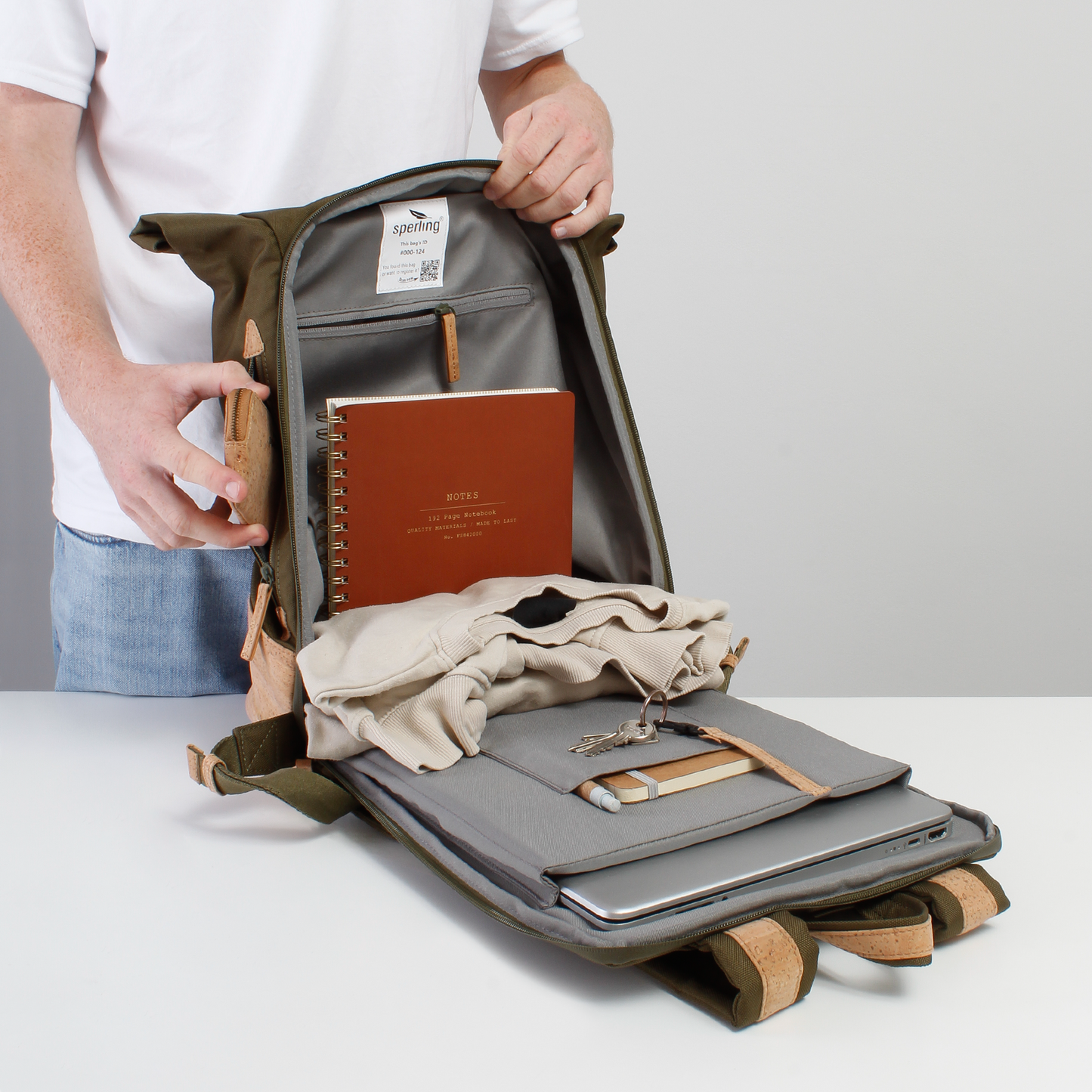 Rucksack Sperling Rolltop Daily *Kiwi/Kork Hellbraun*