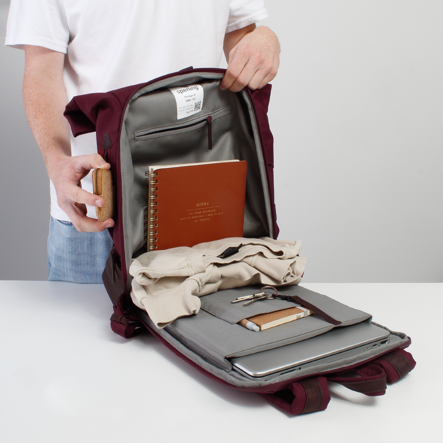 Rucksack Sperling Rolltop Daily *Bordeaux/Kork Braun*