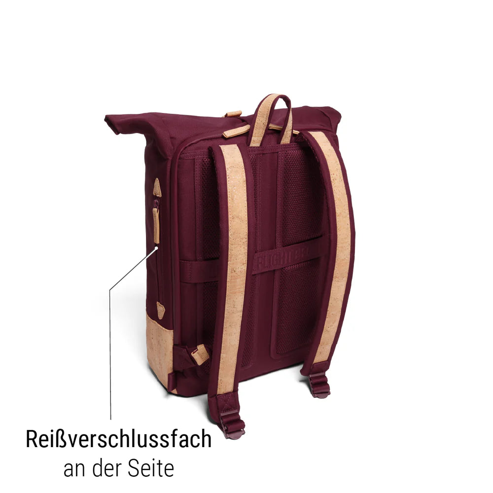 Rucksack Sperling Rolltop Daily *Bordeaux/Kork Hellbraun* gepolstert