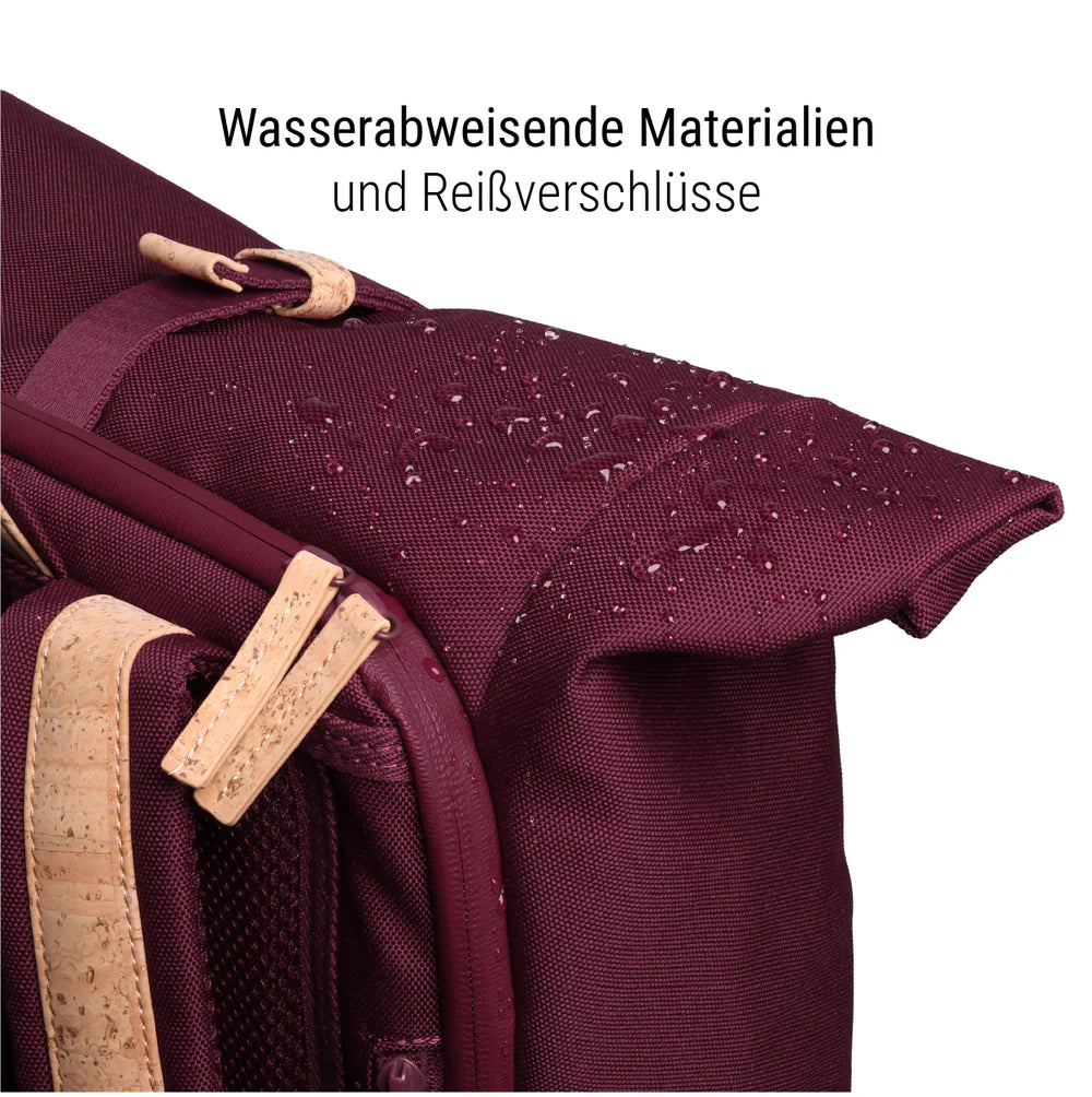 Rucksack Sperling Rolltop Daily *Bordeaux/Kork Hellbraun* gepolstert