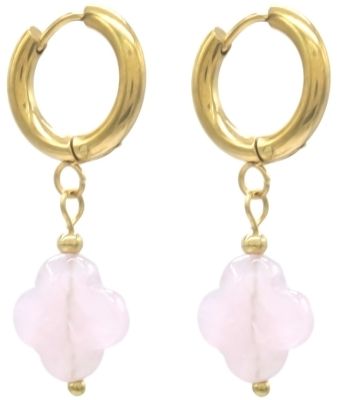 Ohrhänger Edelstahl -Clover Rosa/Gold-