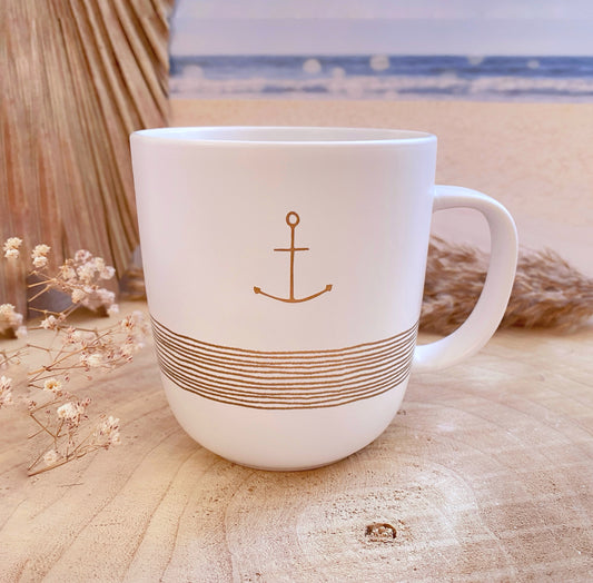 Tasse 0,4 l -Anker gold/weiß-