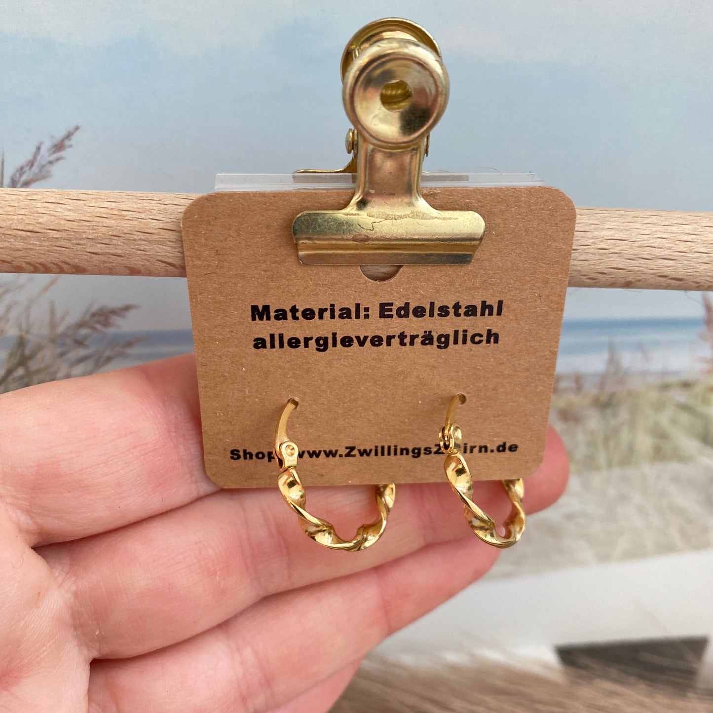 Ohrhänger Edelstahl -Creolen gedreht Gold-