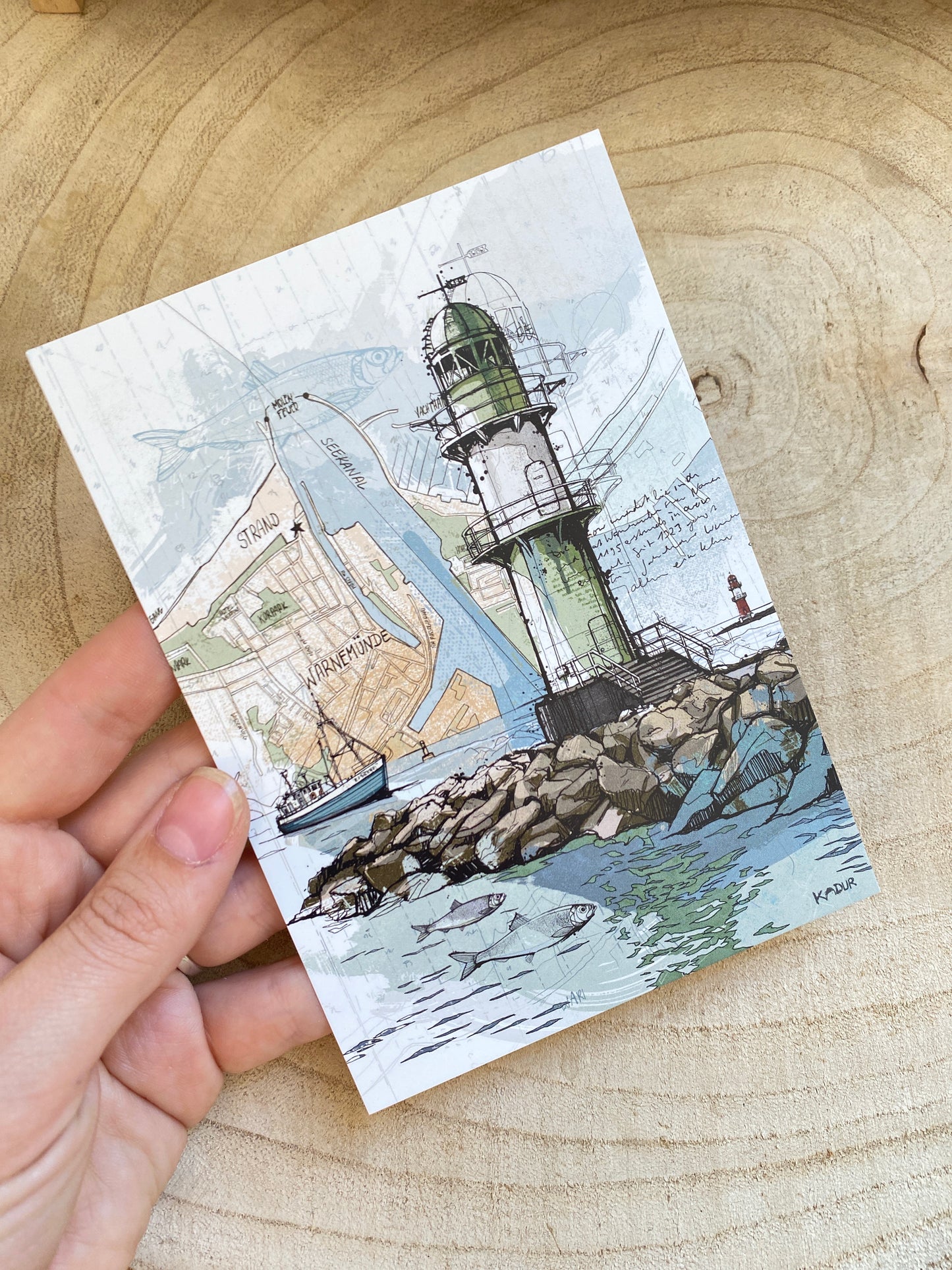 Karte A6 Kadur -Warnemünde Molenfeuer 118-