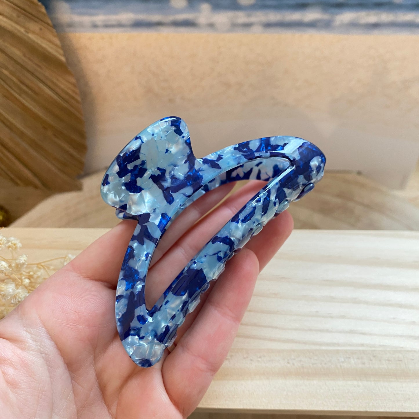 Haarklammer rund mittel -Saphir-
