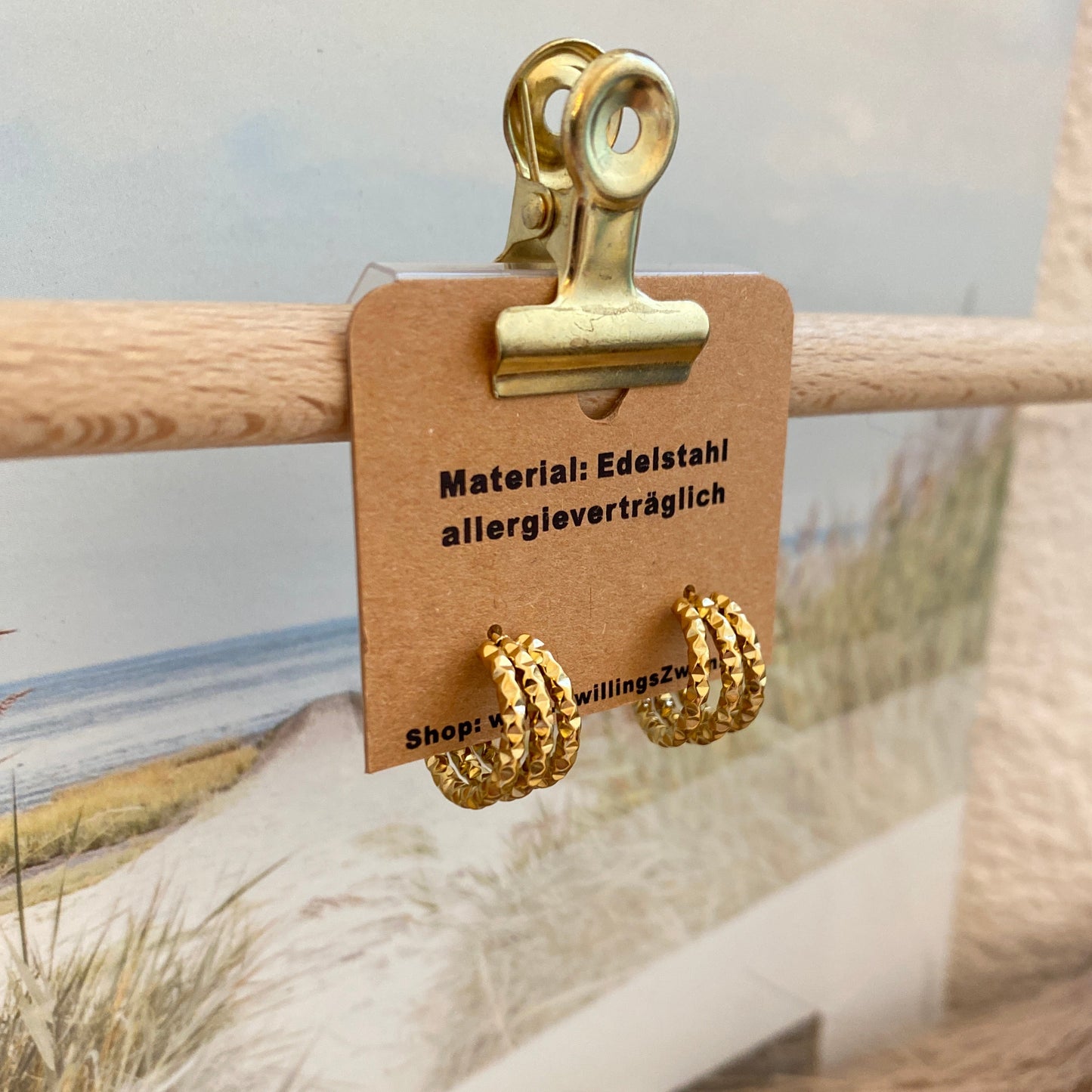 Ohrhänger Edelstahl -3er Kreise Gold-