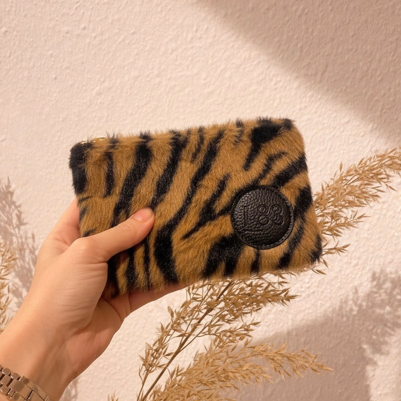 Täschchen Fell -Zebra Braun-