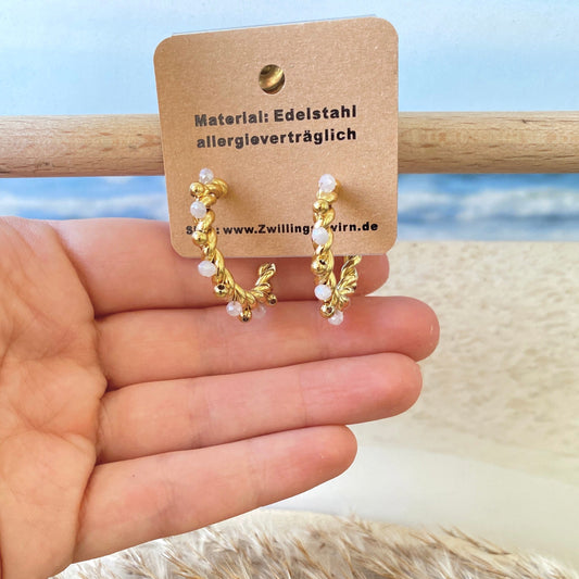 Ohrhänger Edelstahl -Bead Twist Rosa/Gold-