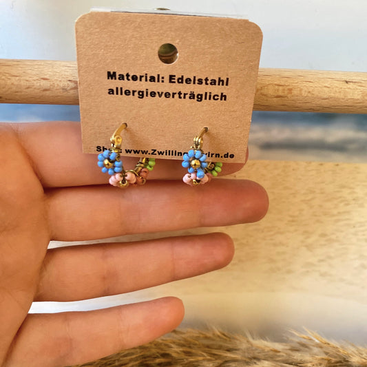Ohrhänger Edelstahl -Bunt Flower Hoops-