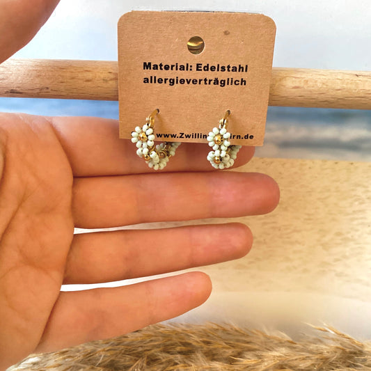 Ohrhänger Edelstahl -Mint Flower Hoops-